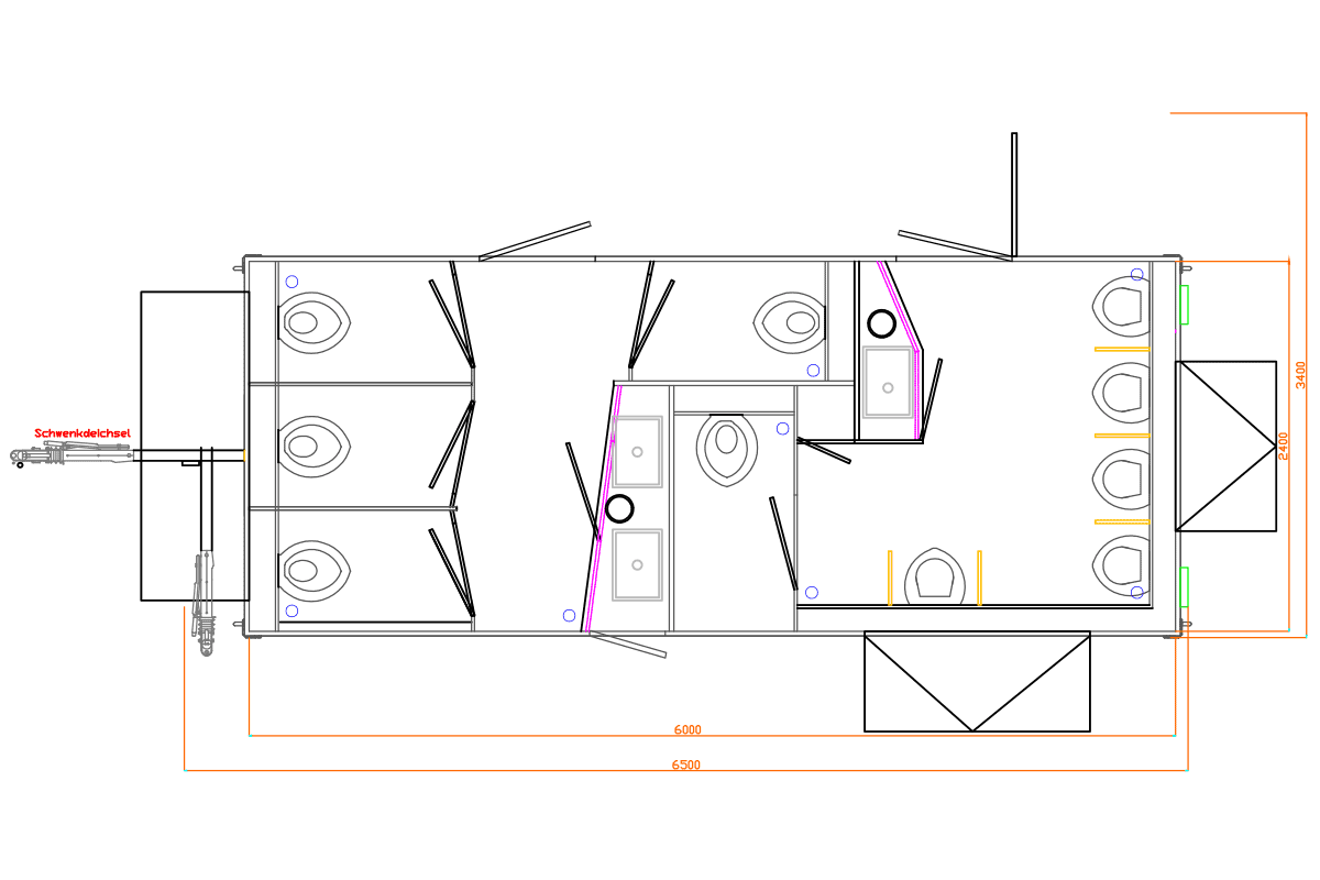 Grundriss Toiletten Wagen VIP